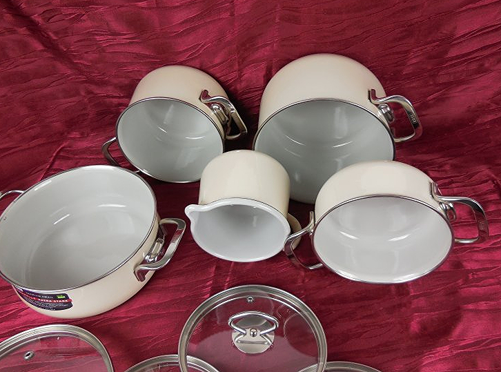 Emaille Kochtopf Set. emaille kochtopf set 7 teilig t pfe