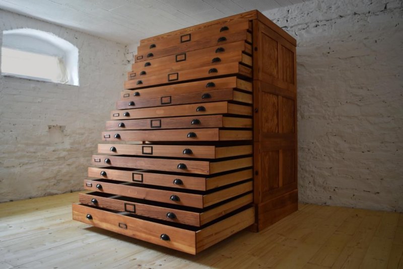 Schubladenschrank Planschrank A0 Holz Alt Antik Architektenschrank Groß