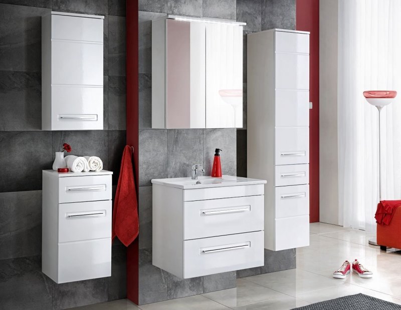 Badmöbel Set "ACTIVE 60 cm Weiss" Badezimmer mit Waschbecken