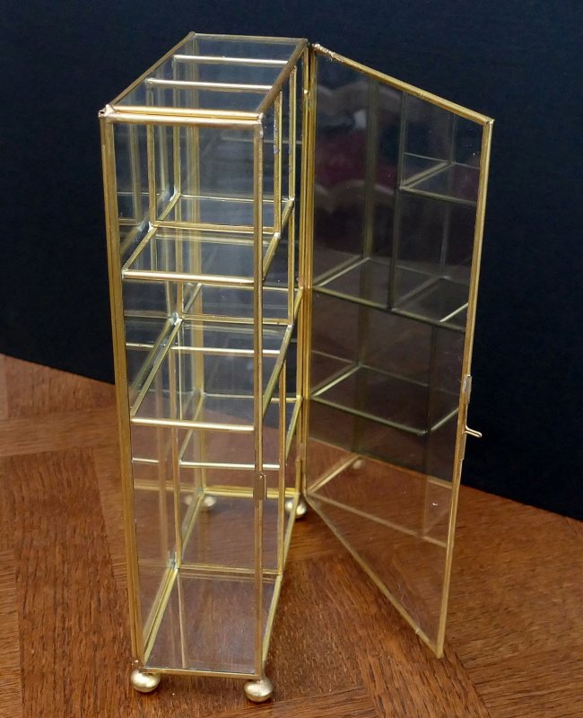 Schöner Glas Setzkasten Messing - Glas Vitrine für Miniaturen u