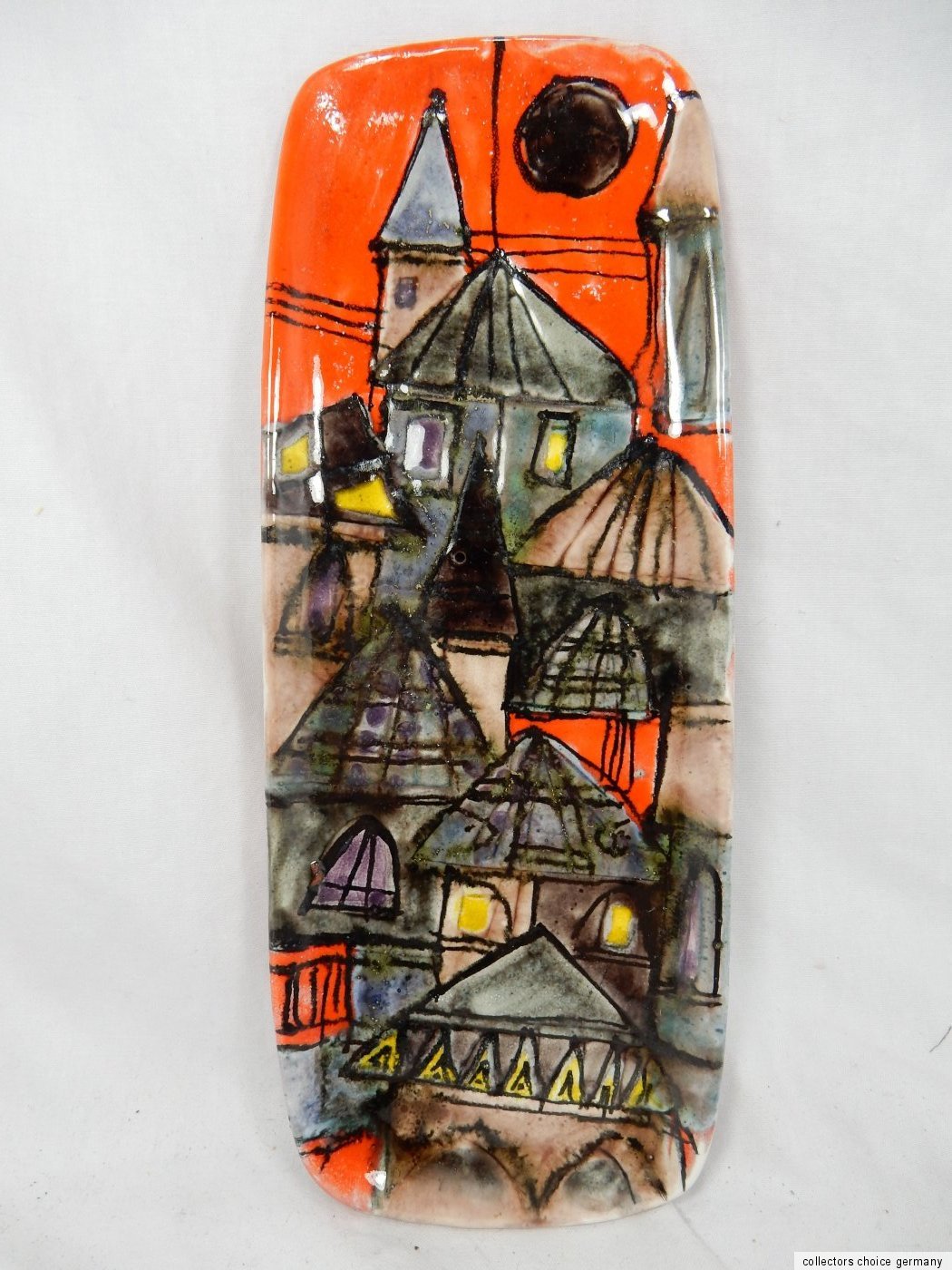 Beautiful handpainted E. Schiavon pottery wall plaque / Keramik