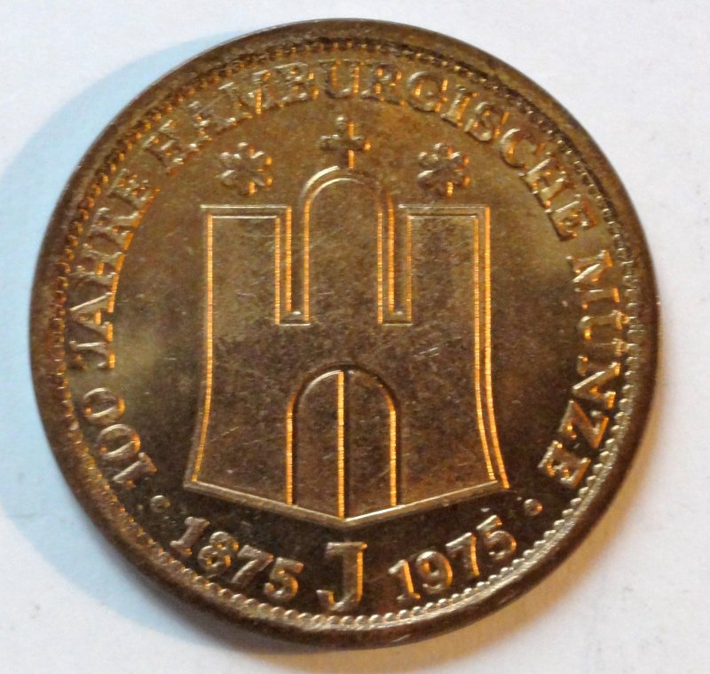 Hamburg Medaille - 100 Jahre Hamburgische Münze 1875-1975 - Bronze ...