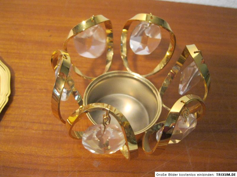 Halter f. Teelicht Teelichthalter Weinfurtner GoldCrystal Kristall 24