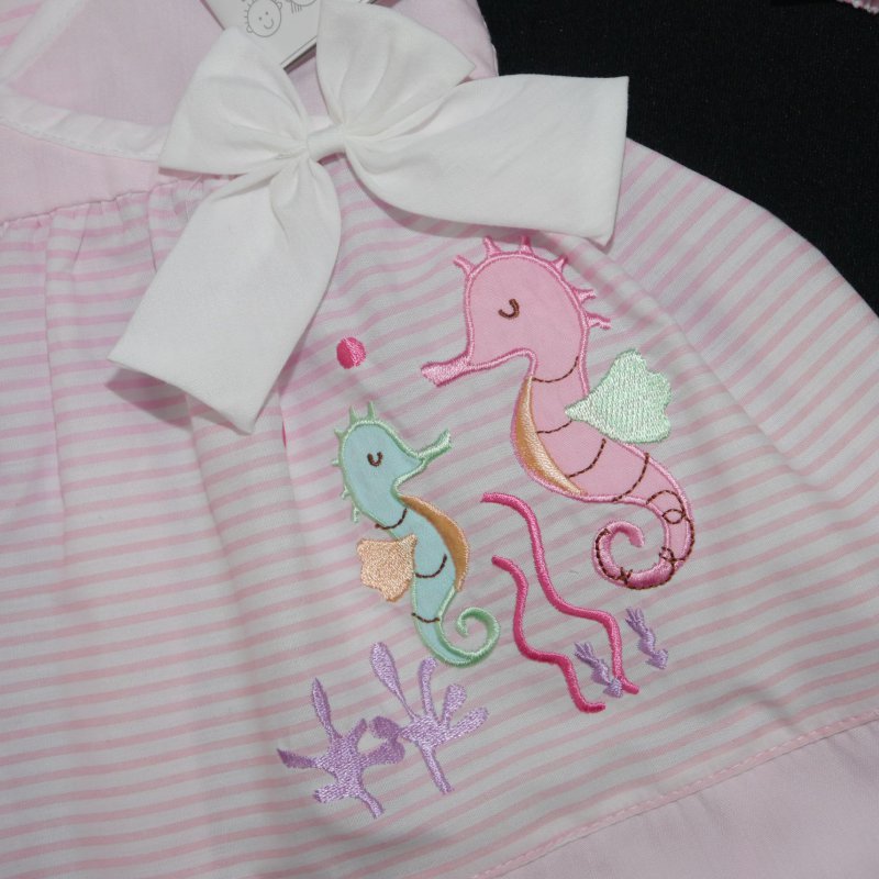 Baby Mädchen Sommer Kleid Seepferdchen Gr süßes 3 tlg 68,74,80