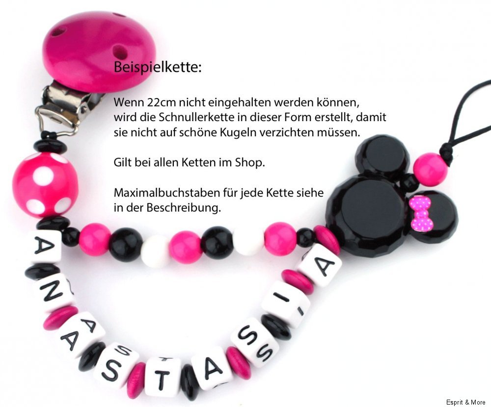 Schnullerkette mit Namen Mickey Mouse blau Nucki Micky Maus Junge