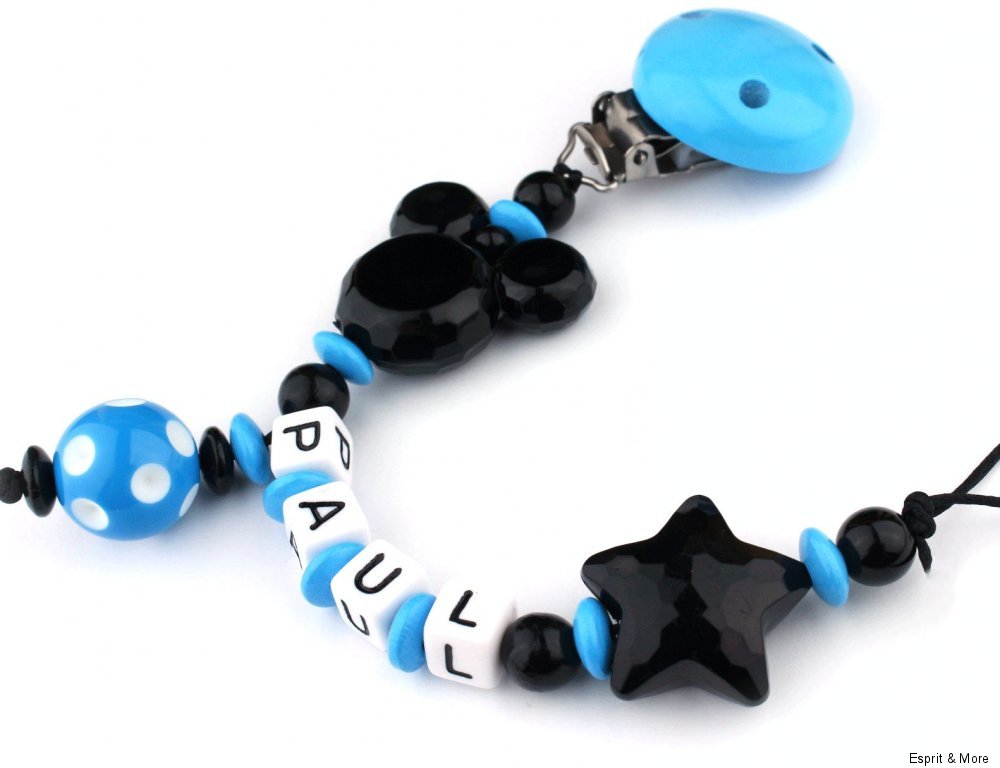 Schnullerkette mit Namen Mickey Mouse blau Nucki Micky Maus Junge