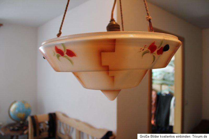 Grosse Art Deco Deckenlampe Spritzdekor Bauhaus Lampe | eBay