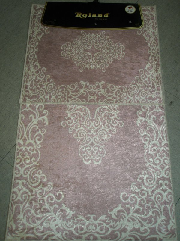 Luxus Ornament Bad Wc Garnitur Teppich Badematte 2tlg Franzen Oval