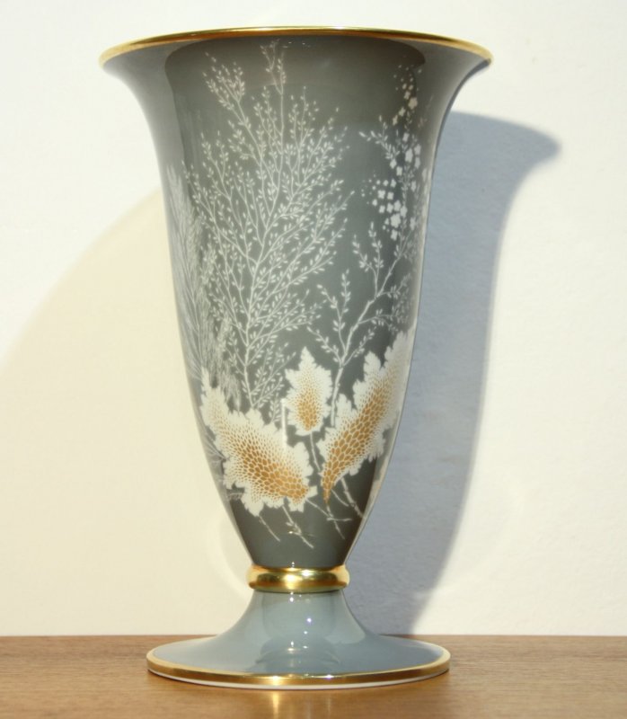 Rosenthal Art Deco Vase Selb Plössberg Porzellan Modell Raureif 29 cm
