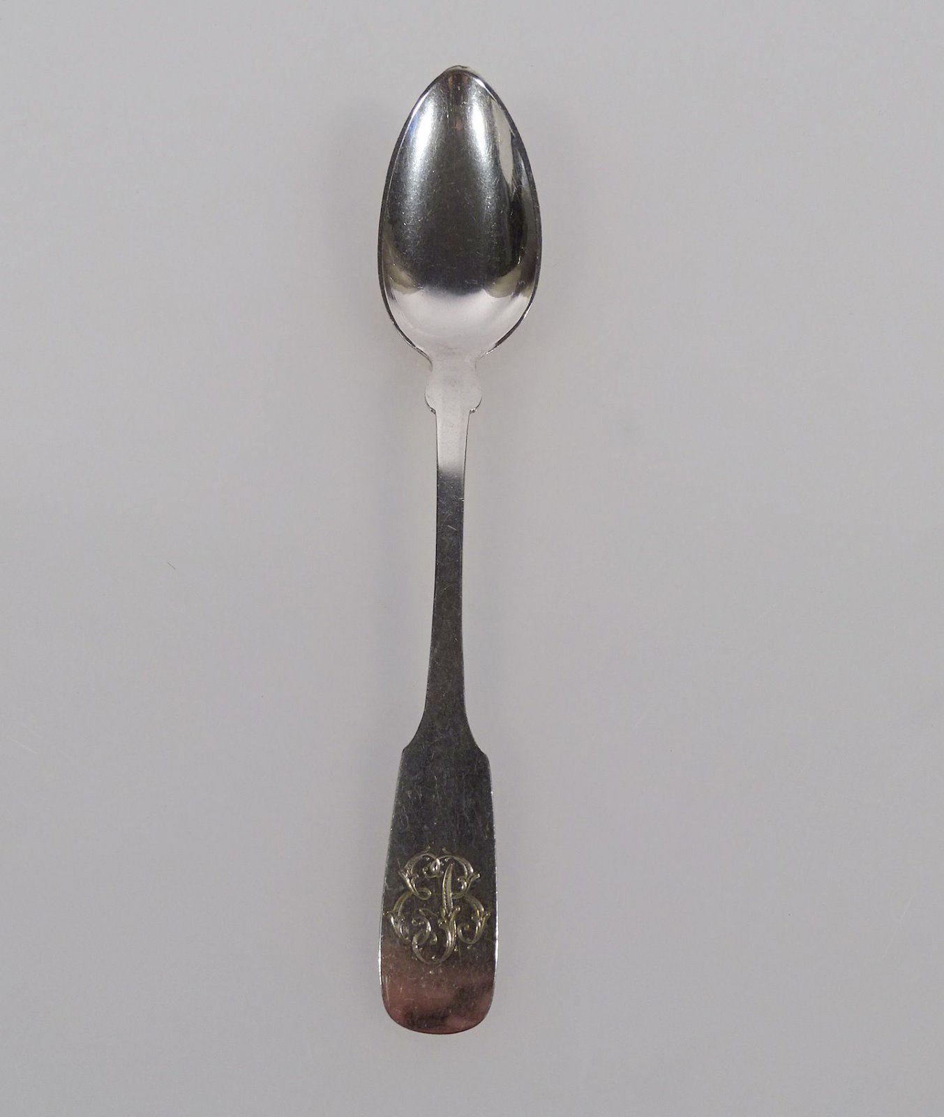 Biedermeier Kaffeelöffel Spaten Form Halbmond Krone 800 Silber Monogramm EB