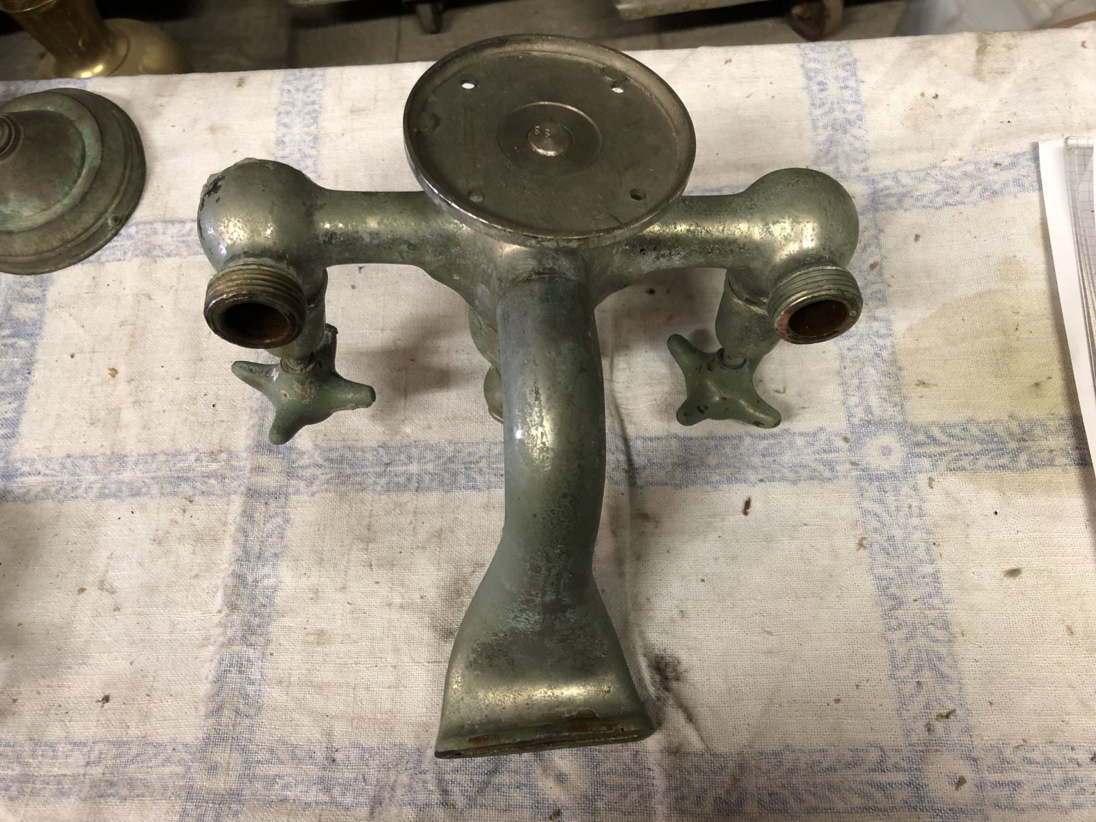 Antiker Wasserhahn Mischeinheit Art Deco Porzellan Badewanne Dusche XII