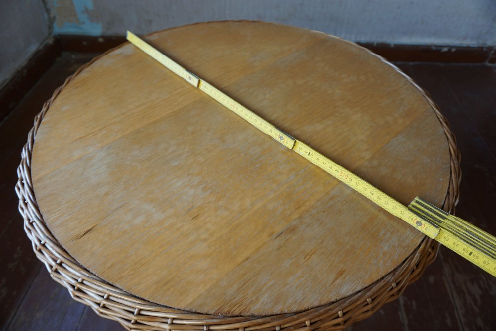 Rattan Lounge Schalensessel Korbsessel + Tisch, Balkon Möbel Set, 50er