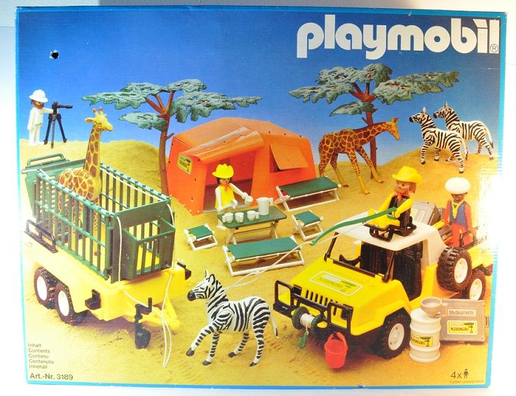 Playmobil 3189 Safariwelt Ngorongoro Jeep,Zebra,Giraffe,Jäger, 1981 OVP Klicky eBay