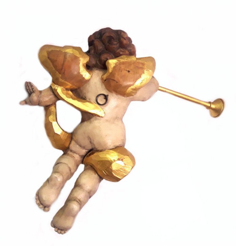 großer, schwerer handgeschnitzter Wandengel - Höhe 53,0 cm - Breite 57