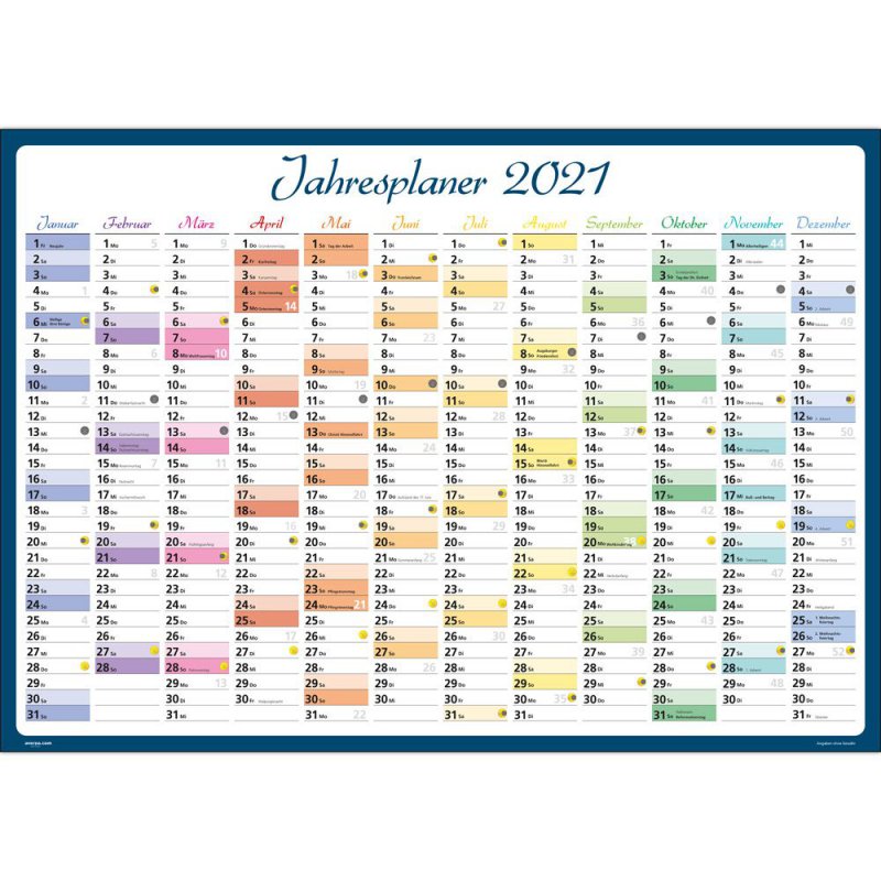 XXL Wandkalender Wandplaner Jahresplaner Kalender 2021 DIN A1 GEFALTET ...