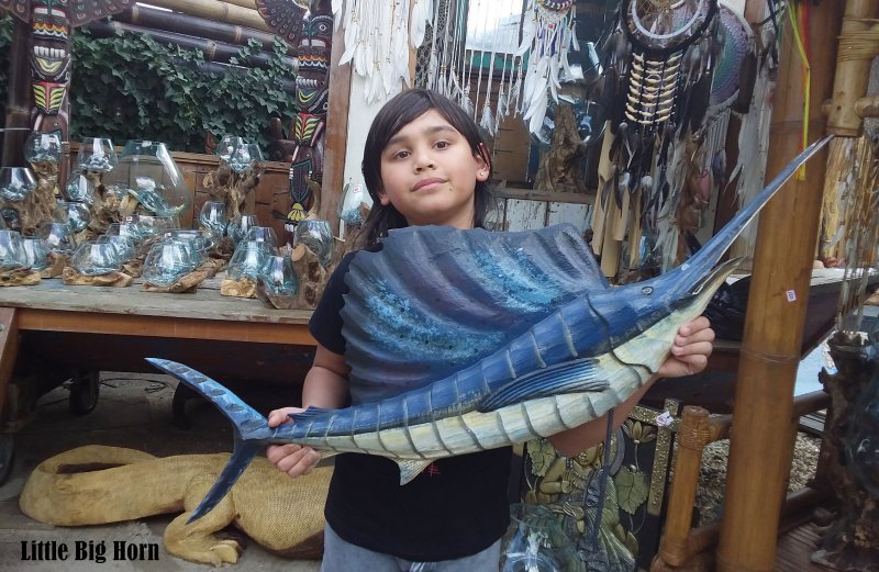 Schwertfisch Holz Dekoration Statue Skulptur Swordfish Wood Little Big