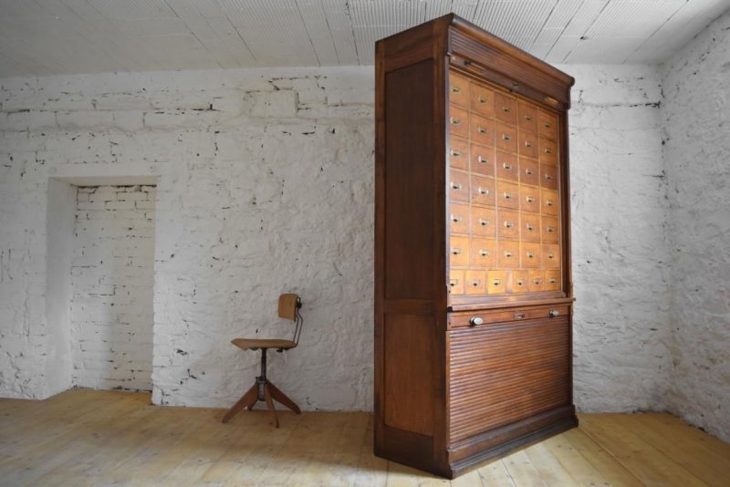 Apothekerschrank Antik Schubladenschrank Rolladenschrank Alt Vintage