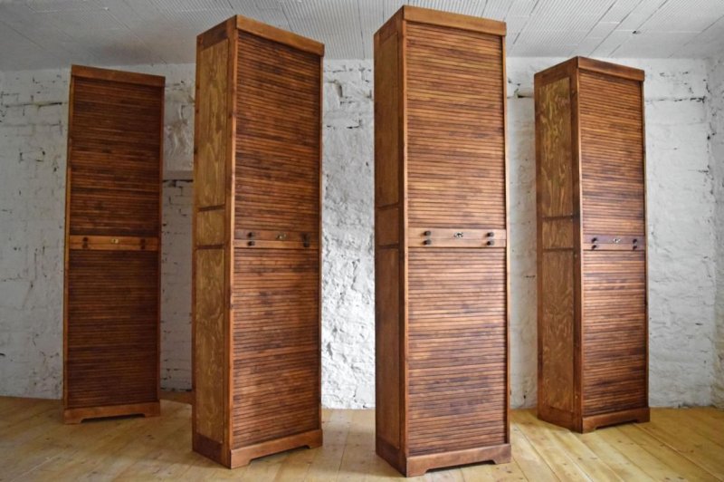 1 von 4: Rolladenschrank Antik Holz Alt Büroschrank Loft Aktenschrank
