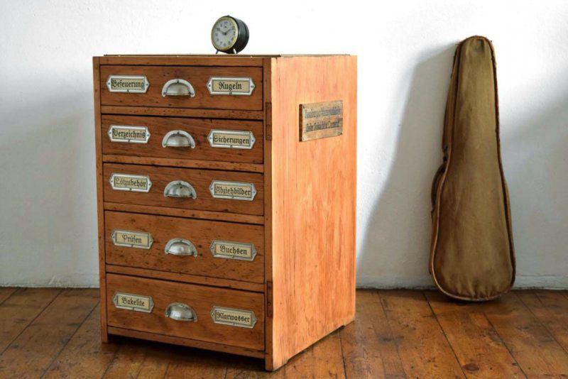 Schubladenschrank Antik Werkstattschrank Vintage Fabrik
