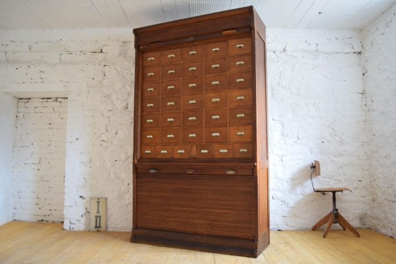Apothekerschrank Antik Schubladenschrank Rolladenschrank Alt Vintage