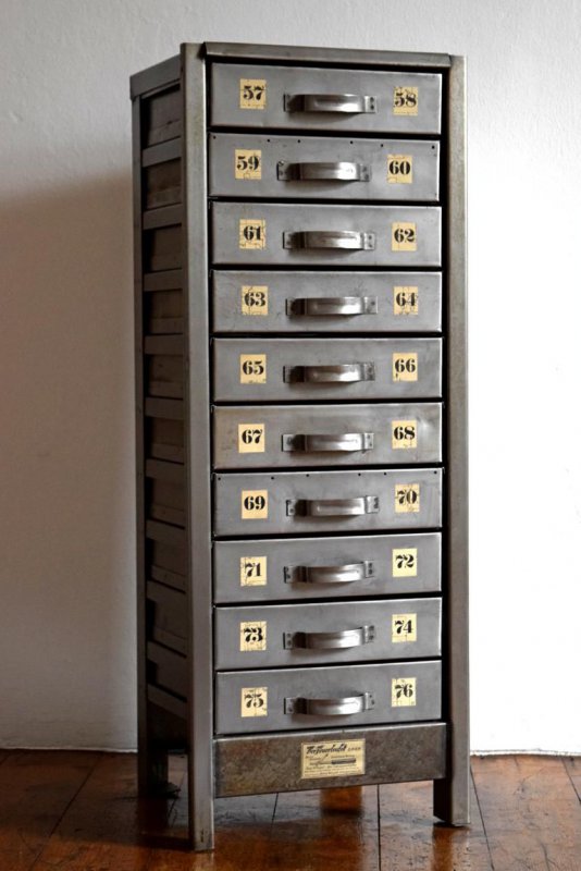 1 Paar (2 Stück) Schubladenschrank Metall Alt Antik Vintage