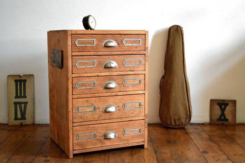 Schubladenschrank Antik Werkstattschrank Vintage Fabrik