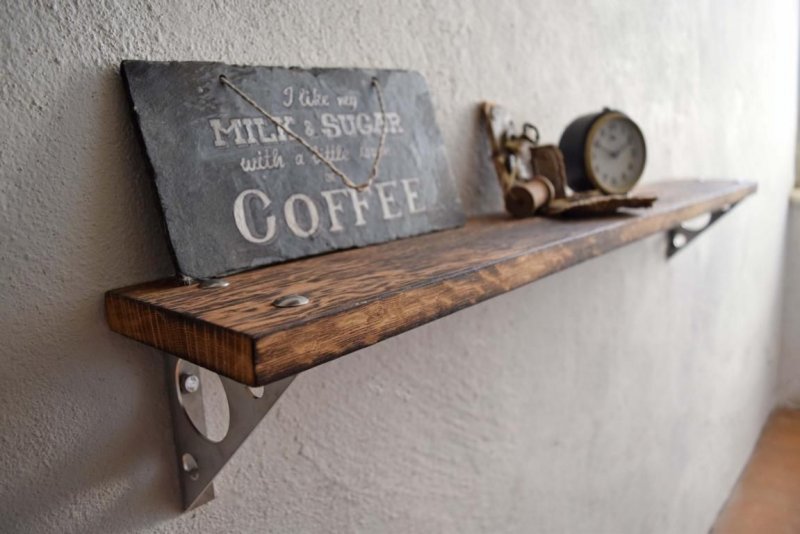 Wandregal Loft Vintage Eiche massiv Wandboard IndustrieDesign Holz