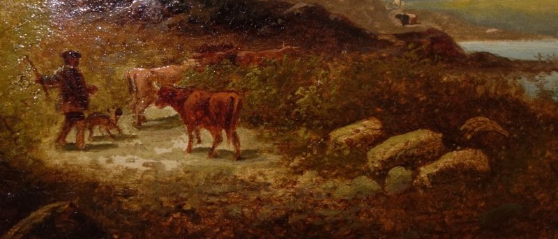 Ölbild,Seenlandschaft,Gebirge,Hirte mit Schafen,19.Jhdt | eBay