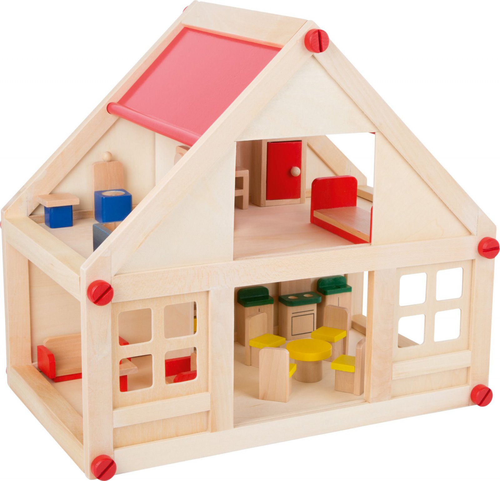 Wohnhaus Puppenhaus aus Holz inkl. Möbel Spielhaus Puppen