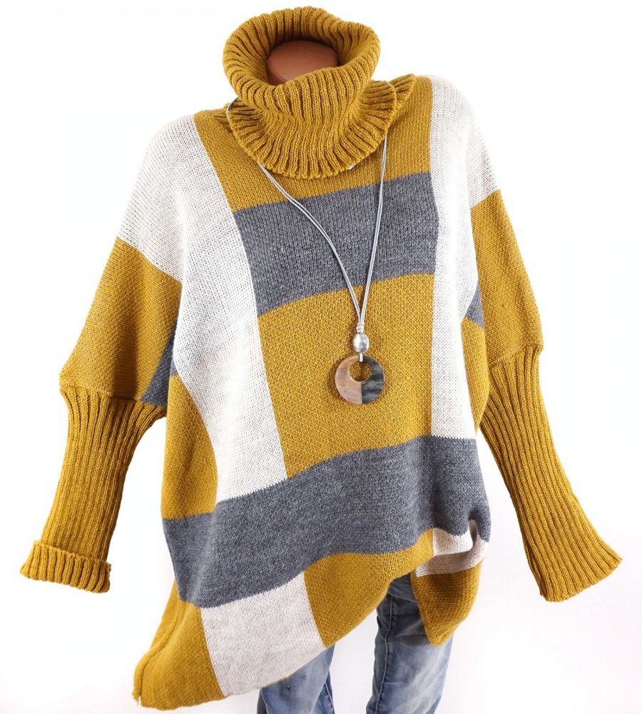 pullover blau gelb gestreift