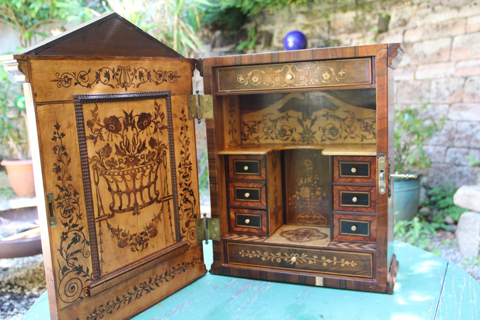 Hausapotheke Reiseapotheke 1891 Intarsien Einlegearbeiten