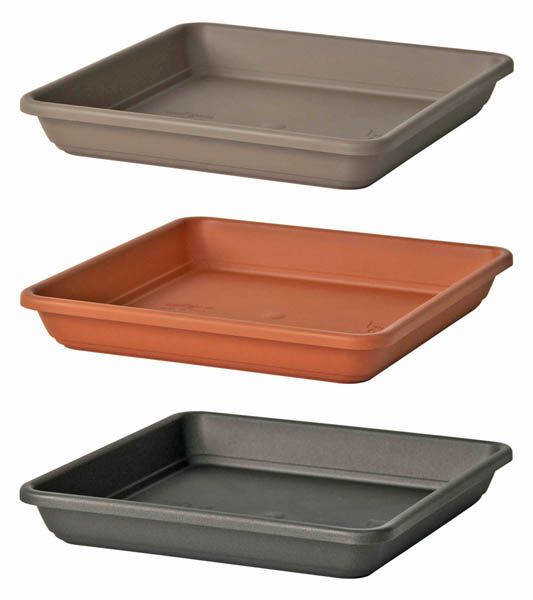6 Stck Blumentopf Untersetzer Eckig 30x30 Cm + 3 Gartengerte -  Wasserdichte Pflanzenuntersetzer Schwarz