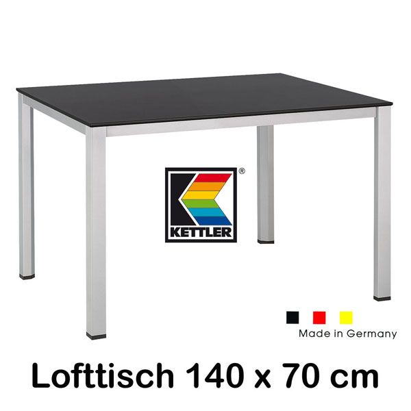 Kettler Gartentisch 140 x 70 cm Balkontisch 03018180500 Tisch silber