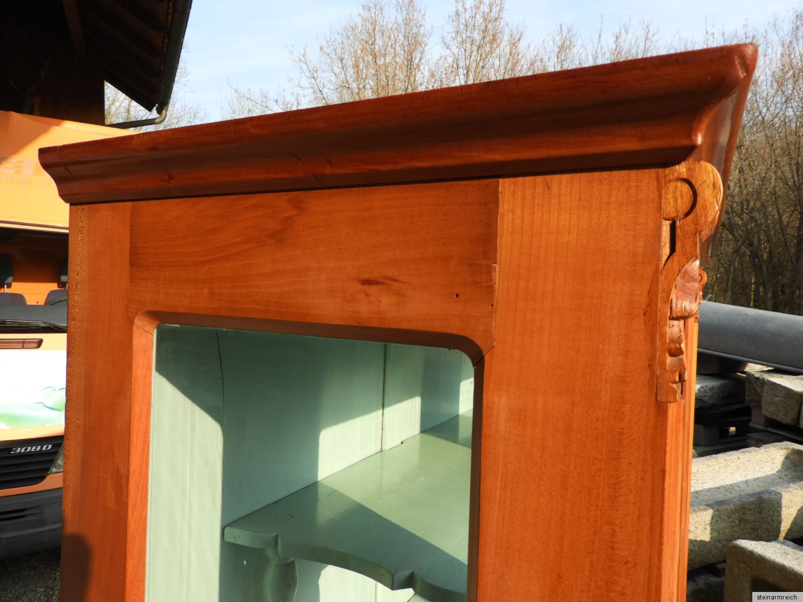 c1900 GRÜNDERZEIT VITRINE Kirsche Glasvitrine Glasschrank altdeutsch