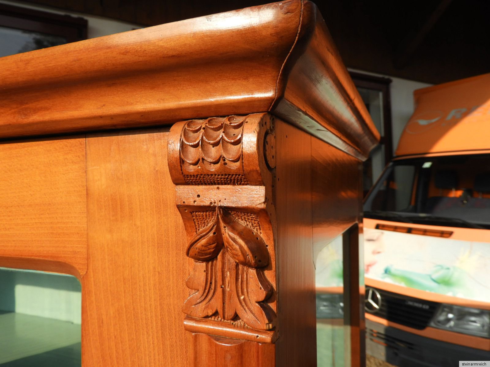 c1900 GRÜNDERZEIT VITRINE Kirsche Glasvitrine Glasschrank altdeutsch