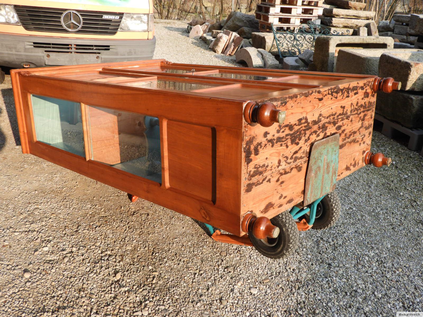 c1900 GRÜNDERZEIT VITRINE Kirsche Glasvitrine Glasschrank altdeutsch