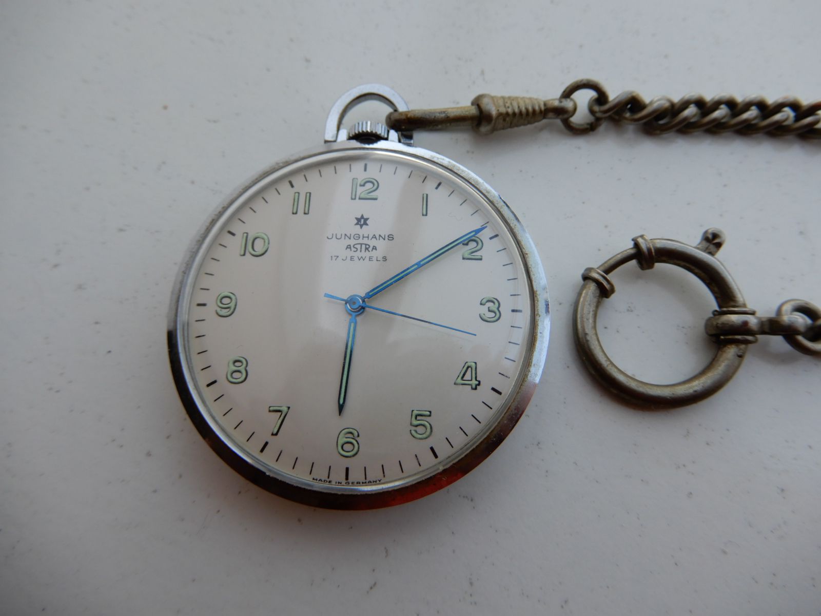 Junghans Astra 17 Jewels mechanische Taschenuhr Uhr mit Uhrenkette eBay