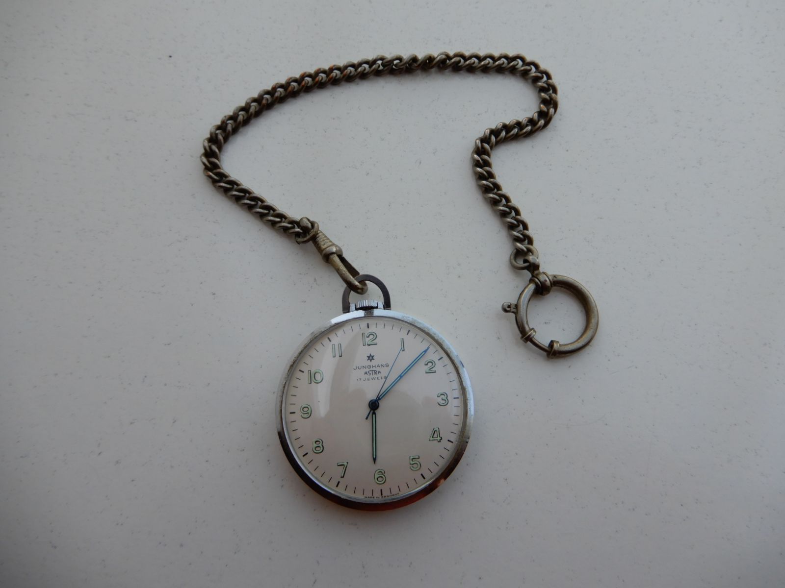 Junghans Astra 17 Jewels mechanische Taschenuhr Uhr mit Uhrenkette eBay