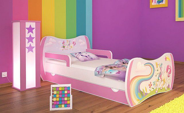 verschiedene Variante DM Kinderbett "EINHORN" mit Matratze und Bettkasten