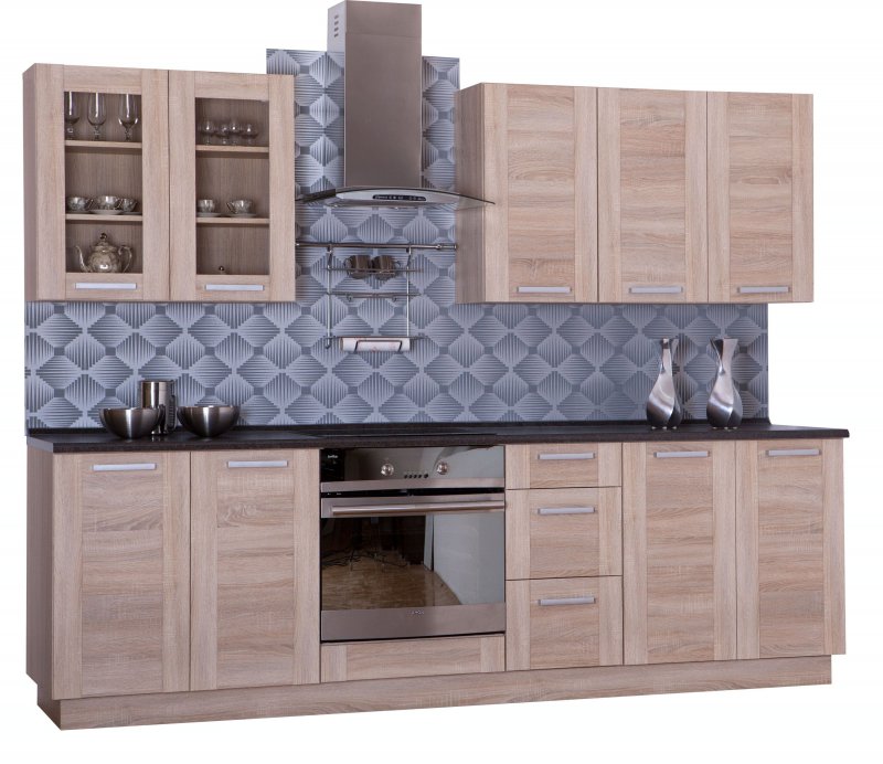 Komplett Küche 260 cm Schränke Küchenzeilen WIKI Eiche Sonoma