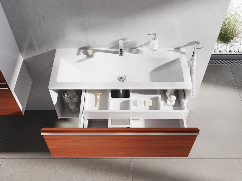 Badmöbel Set "CLEAR 100 CM" MÖBEL BADSET MIT WASCHBECKEN WEISS