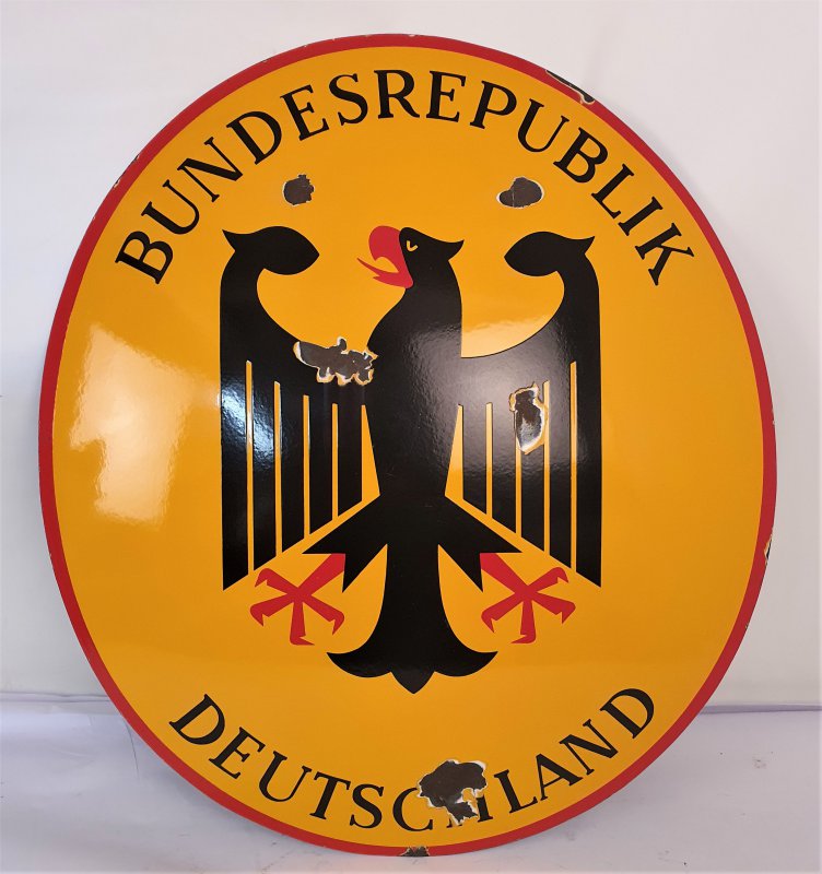 Original Emaille Schild Grenzschild Bundesrepublik Deutschland - eGun