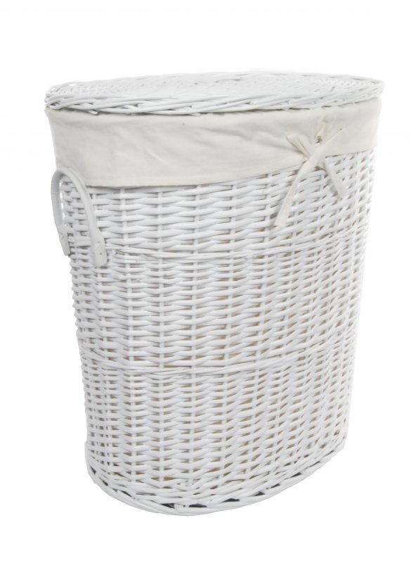 Wäschekorb Weide weiß oval Bezug Deckel Handgriff SWWK-08WOval | eBay