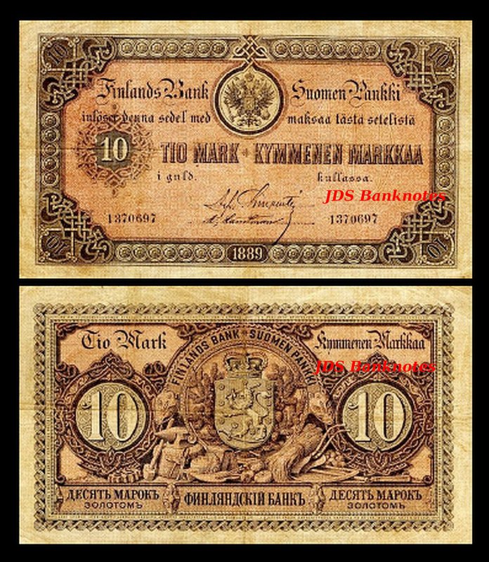 10 Finnish Markka 8 Banknotes 30 3 2x 1 Issue 1866-1875 5
