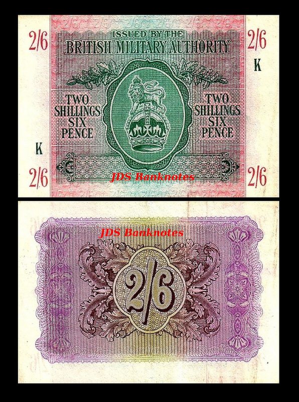2x 6 Pence Issue ND 1943-21 BRITISH MILITARY AUTHORITY 1 Pound
