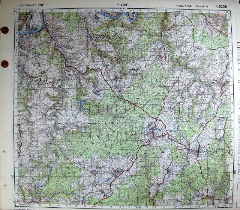 6306 PFALZEL, topographische Karte, 1:50.000, gedruckt 1960, ungefaltet