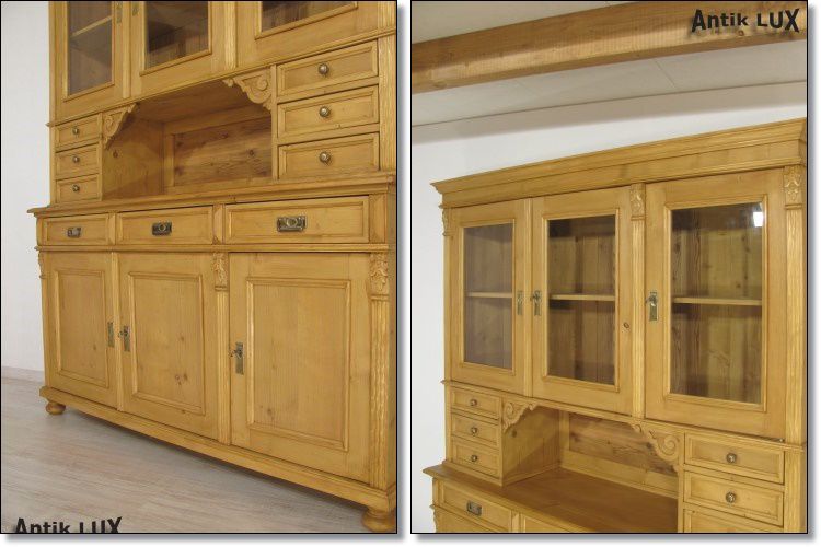 traumhaftes Landhaus-Buffet in Weichholz massiv, Vitrine Küchenschrank