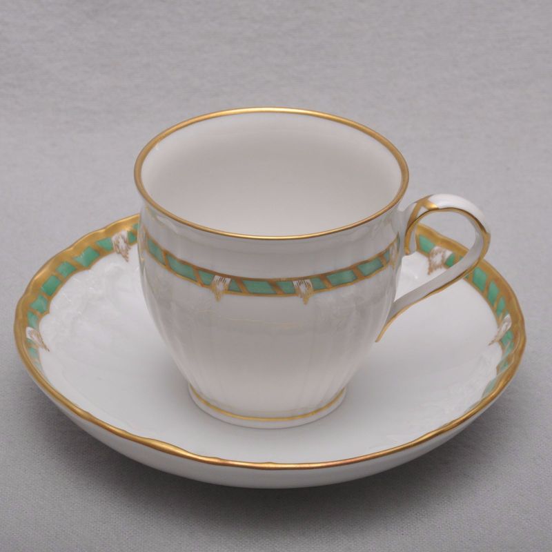 Dekor 15 grünes Band Untertasse für Kaffeetasse KPM Berlin Rocaille