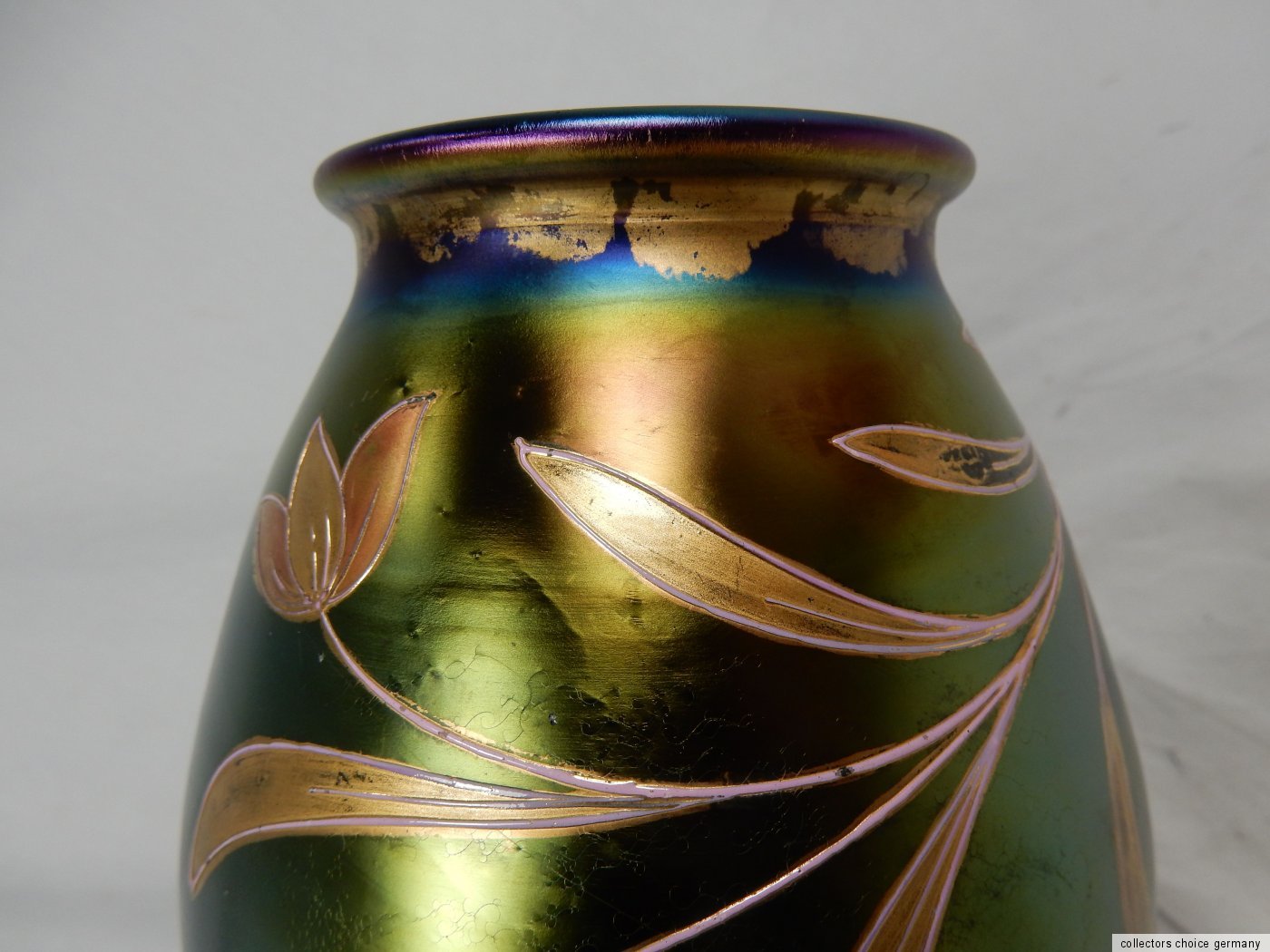 Irisierende Jugendstil Glas Vase iridescent Art Nouveau glass vase 27