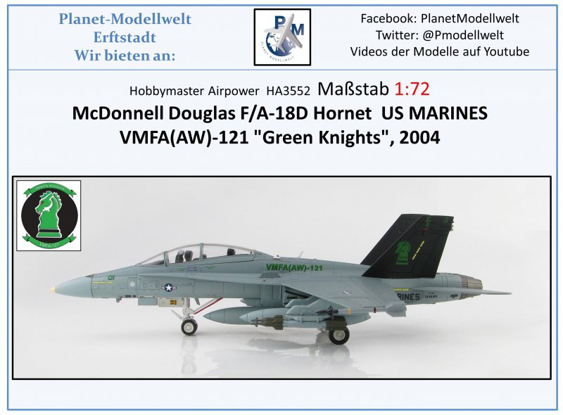 ! HA3552 F/A-18D Hornet US MARINES VMFA-121 "Greenknights",Hobbymaster